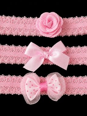 Sweet Blossom Baby Headband Set – 3 Handmade Lace Headbands Infant to 12 Months